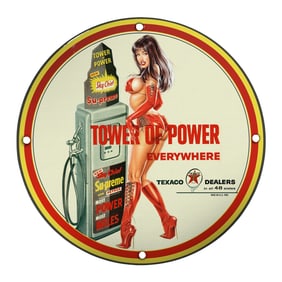 Vintage Texaco Tower of Power Porcelain Sign - Iconic 50s Advertising Art