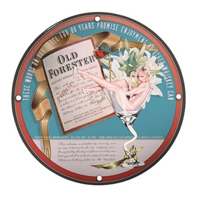 Vintage Old Forester Bourbon Porcelain Sign: Celebrate 89 Years of Tradition