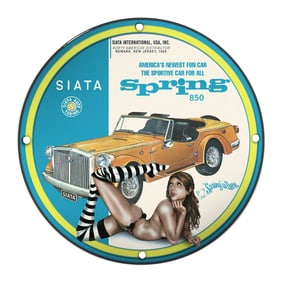 SIATA Spring 850 Porcelain Sign: Vintage American Car Culture Art