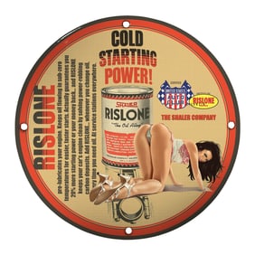 Vintage Risolone Porcelain Sign: Cold Starting Power for Classic Cars Enthusiasts