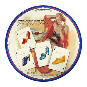 Vintage Daniel Green Porcelain Dealer Sign: Four Aces for Fall Fashion