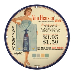 Vintage Van Heusen Porcelain Sign ? The World?s Smartest Shirts Advertisement