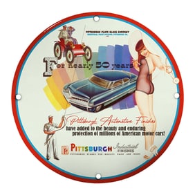 Vintage Pittsburgh Automotive Finishes Porcelain Sign - A Collector?s Dream!