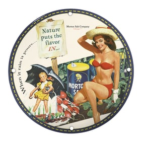 Vintage Morton Salt Advertising Sign - Nature Puts the Flavor In