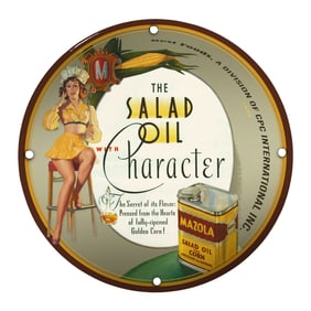 Vintage Mazola Salad Oil Porcelain Sign: A Taste of Nostalgia and Flavor