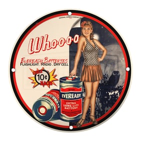 Vintage Eveready Battery Porcelain Sign - Eye-Catching Collectible Artwork