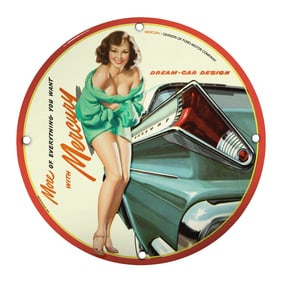 Vintage Mercury Porcelain Sign: Iconic Dream Car Design with Timeless Charm