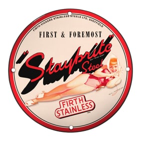 Vintage Firth Stainless Staybrite Steel Porcelain Sign ? Iconic Collectible Display