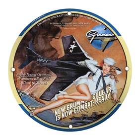 Vintage Grumman Aircraft Porcelain Sign: Celebrating Naval Aviation Glory