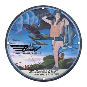 Bendix Aviation Porcelain Sign: The Invisible Crew - Vintage Military Artwork