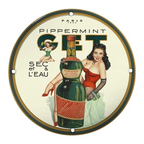 Vintage 1934 Porcelain Sign: Pippermint Get - Iconic French Advertising Art