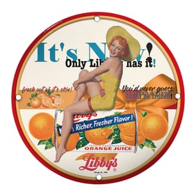 Vintage Libby's Orange Juice Porcelain Sign - Iconic Advertising from the 1950s