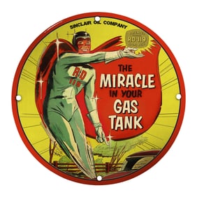 Vintage Sinclair Oil Company Porcelain Sign - The Miracle in Your Gas Tank