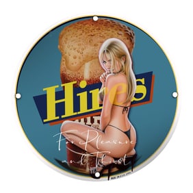 Vintage Hires Root Beer Porcelain Sign - For Pleasure and Thirst