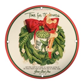 Vintage Green Giant Porcelain Sign: A Touch of Holiday Cheer (1953)