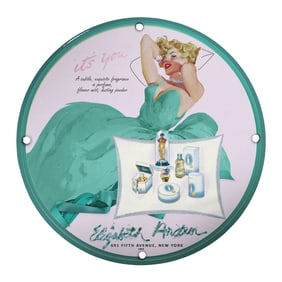 Vintage 1942 Elizabeth Arden Porcelain Sign - Timeless Beauty & Fragrance