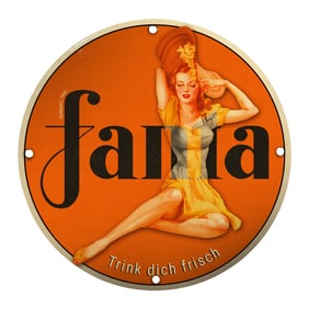 Vintage Fanta Porcelain Sign: Retro Cola Soft Drink Advertising Art