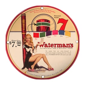Vintage Waterman's Pens Porcelain Sign: Classic Elegance from 1930