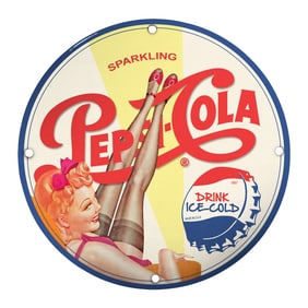 Vintage 1957 Pepsi-Cola Porcelain Sign - Sparkling Drink Ice Cold Art