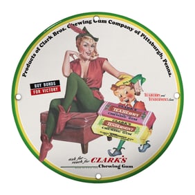 Vintage Clark Bros. Chewing Gum Sign - Eye-Catching Advertising for Collectors