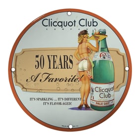 Celebrate 50 Years of Clicquot Club: Iconic Porcelain Sign for Collectors