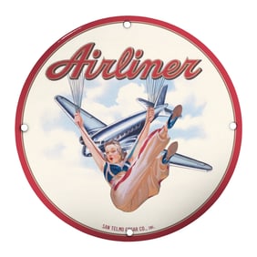Vintage Airliner Porcelain Sign with Aerobatic Design ? Perfect for Aviation Enthusiasts
