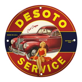 Vintage DeSoto Service Porcelain Sign - Classic 1939 Retro Wall Art
