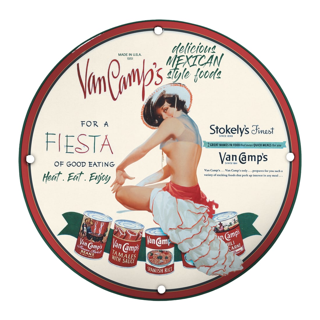 Vintage Van Camp's Porcelain Sign: Celebrate a Fiesta of Good Eating! (1 of 2)