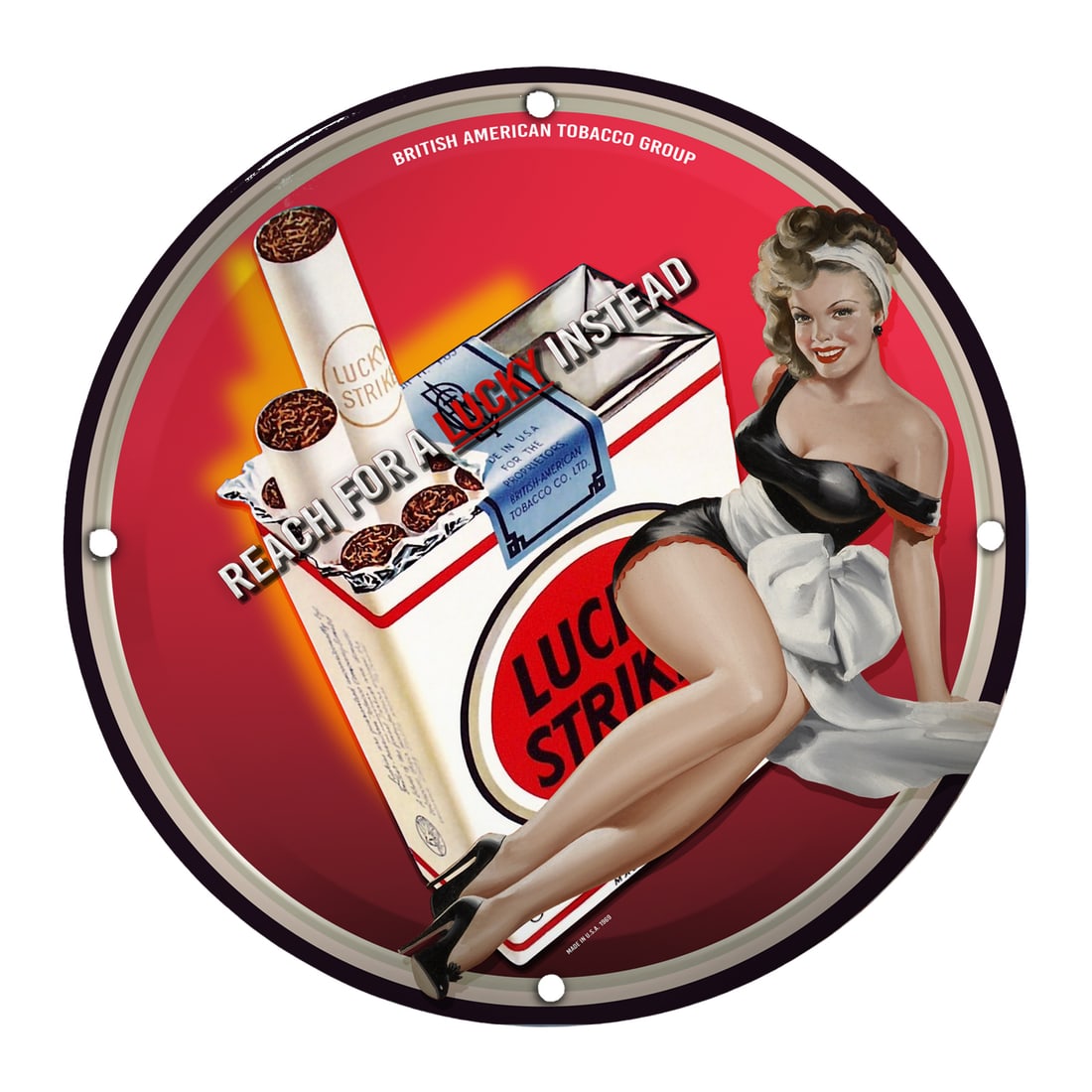 NAP  LAJOIE CHEWS RED DEVIL 　ヴィンテージ看板 NAP LAJOIE CHEWS RED DEVIL EMBOSSED SIGN QUEEN CITY TOBACCO