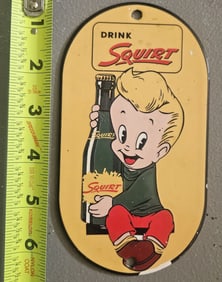 Vintage Squirt Soda Advertising Door Push Plate | Squirt Boy Graphic | 6"x3"