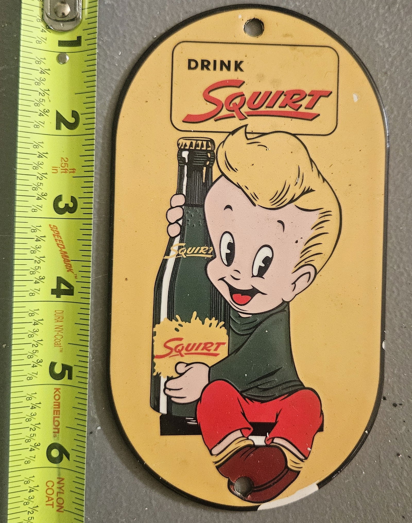 Vintage Squirt Soda Advertising Door Push Plate | Squirt Boy Graphic | 6"x3" (1 of 3)