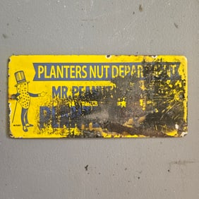 Vintage Planters Peanuts Porcelain Sign | Mr. Peanut Advertising | Store Display 9"x4"