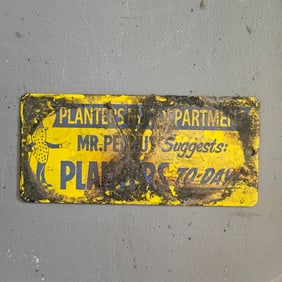 Vintage Planters Peanuts Porcelain Sign | Mr. Peanut Advertising | Store Display 9"x4"