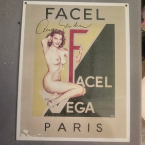 Vintage Facel Vega Paris Pin-Up Porcelain Sign – 1958 Design