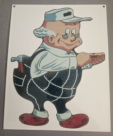 Vintage Hardware Store Mascot Porcelain Sign – Rare Advertising Collectible