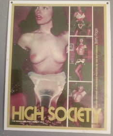 Vintage High Society Betty Page Porcelain Sign – April 1977 Cover Design