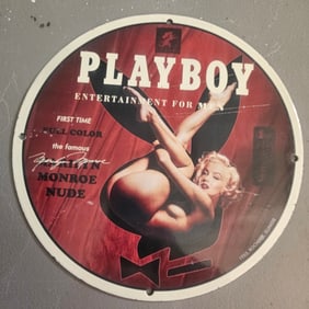 Marilyn Monroe Playboy Pin Up Porcelain Sign – 1953 Premiere Issue Cover – 12" Round