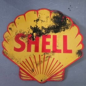 Vintage Shell Gasoline Porcelain Sign – Classic Scallop Shell Design