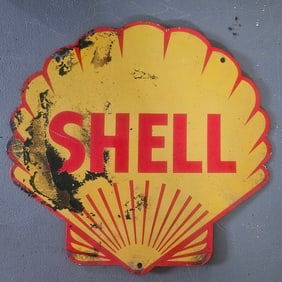 Vintage Shell Gasoline Porcelain Sign – Classic Scallop Shell Design