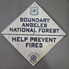 Porcelain Road Sign – U.S. Forest Service Angeles National Forest Boundary – Auto Club So. Cal