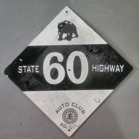 STATE 60 HIGHWAY AUTO CLUB SO. CAL PORCELAIN SIGN