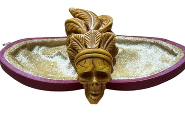 Exquisite Handcrafted Meerschaum Pipe with Intricate Skull and Leaf Design | Master Artisan