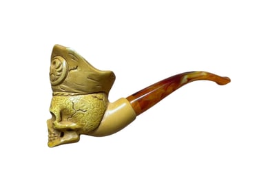 Exquisite Handcrafted Meerschaum Skull Pipe - Unique Collector's Item from Turkey