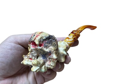 Unique Handcrafted Meerschaum Pipe - Skull Design, Exquisite Turkish Craftsmanship