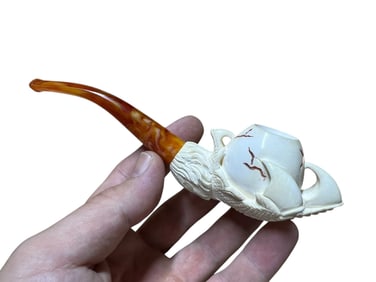 Exquisite Handcrafted Meerschaum Pipe with Dragon Design - Turkish Craftsmanship