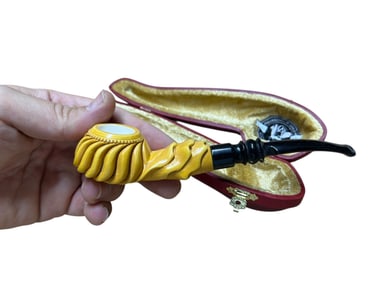 Turkish Carved Meerschaum Pipe w/ Case