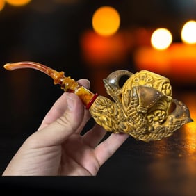 Exquisite Handcarved Meerschaum Pipe with Spiral Design ? A Collector's Dream