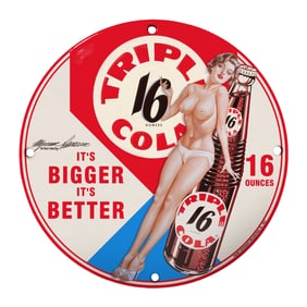 Vintage Triple Cola Advertising Sign - Iconic Retro Art for Collectors and Enthusiasts