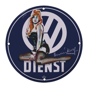 Vintage Volkswagen Art Sign: Hildegard Knef Inspired Collectible for Classic Car Enthusiasts