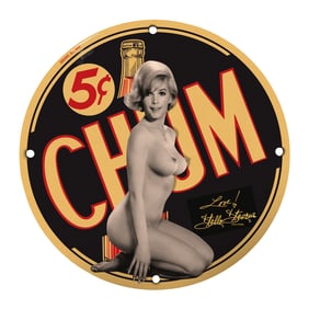 Vintage CHUM Advertising Sign with Iconic Pin-Up Art ? Perfect for Collectors!